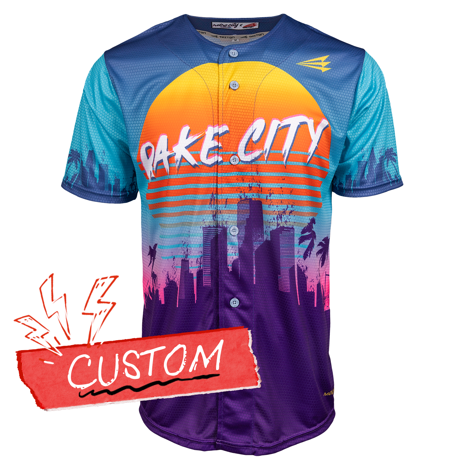 Rake City Vice City Miami Seamhead Collection Triton Baseball Lifestyle Jersey Shirt