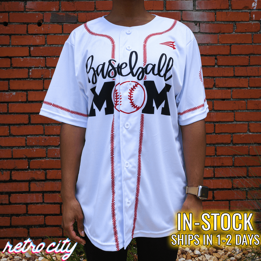 Baseball Mom Team Mom Full-Button Baseball Jersey Shirt